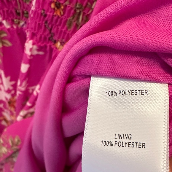 Taylor Petite Floral Pink Dress with Ruffle Hem Smocked Waist Lined Size 16P - Picture 9 of 9